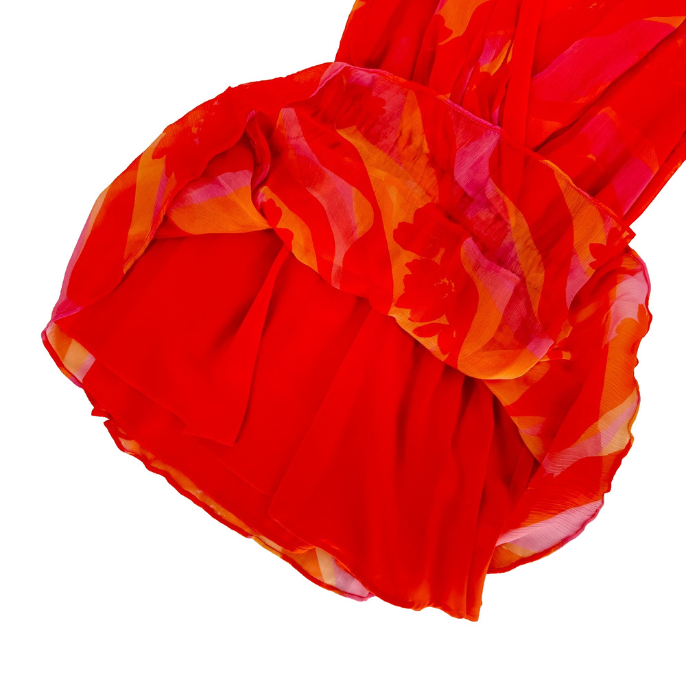 Ramy Brook Baldwin Mini Dress XS Orange Pink Floral‎ Ruffle Wrap Resort - Picture 6 of 13